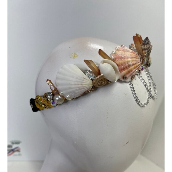 Mermaid Custom Headpiece Head Wear Hat Headband Performance Mermaid Crown with R - Picture 6 of 10